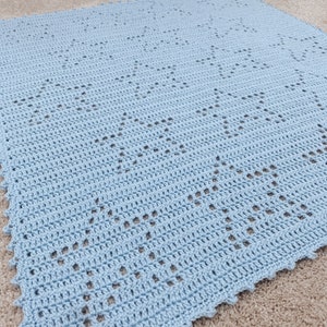 Estelle Blanket | Filet Crochet Blanket Pattern | Baby Blanket Crochet Pattern | Filet Blanket | Filet Crochet Pattern | Star | Newborn Gift