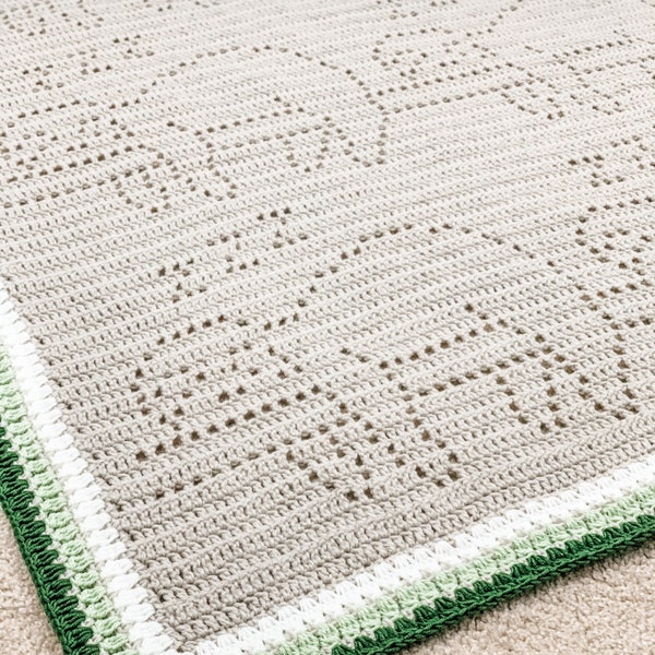 Sidney Blanket | Filet Crochet Blanket Pattern | Baby Blanket Crochet Pattern | Filet Blanket | Filet Crochet Pattern | Sloths | Animals