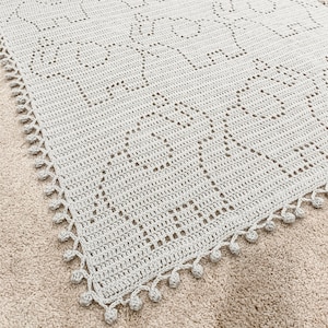 Filet Crochet Blanket Pattern | Baby Blanket Crochet Pattern | Filet Blanket | Filet Crochet Pattern | Elephant | Animals | Penelope Blanket