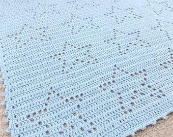 Filet Crochet Baby Blanket Pattern | Baby Blanket Crochet Pattern Easy | Crochet Star Blanket Pattern | Filet Crochet Star | Estelle Blanket