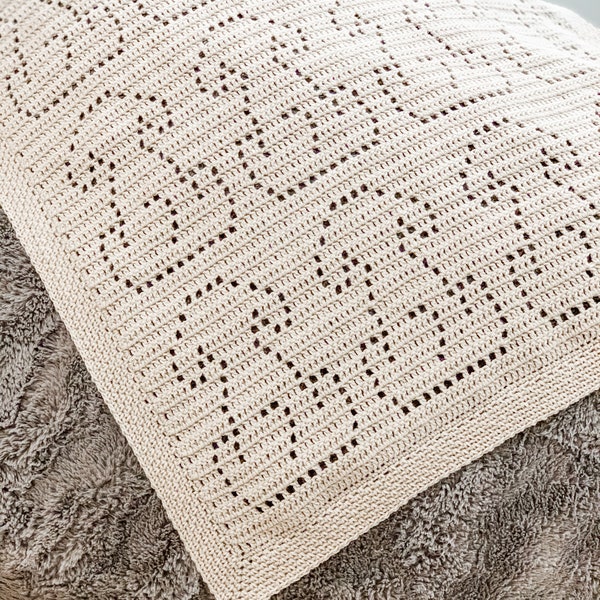 Filet Crochet Blanket Pattern | Baby Blanket Crochet Pattern | Filet Blanket | Filet Crochet Pattern | Puppy Dog | Animals | Marley Blanket