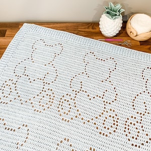 Arthur Blanket | Filet Crochet Blanket Pattern | Baby Blanket Crochet Pattern | Filet Blanket | Filet Crochet Pattern | Teddy Bears | Hearts