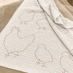 Hen & Peep Blanket | Filet Crochet Blanket Pattern | Baby Blanket Crochet Pattern | Filet Blanket | Filet Crochet Pattern | Chicken | Chicks
