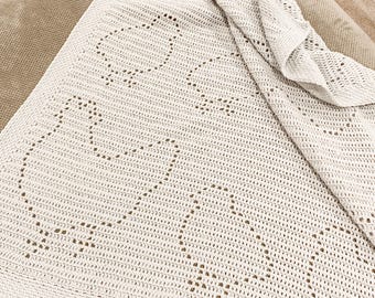 Hen & Peep Blanket | Filet Crochet Blanket Pattern | Baby Blanket Crochet Pattern | Filet Blanket | Filet Crochet Pattern | Chicken | Chicks