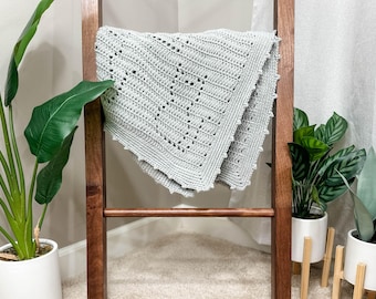 Filet Crochet Blanket Pattern | Baby Blanket Crochet Pattern | Filet Blanket | Filet Crochet Pattern | Cats | Kittens | Figaro Blanket