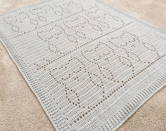Archie Blanket Filet Crochet Blanket Pattern Baby Blanket