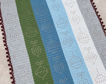 Christmas Crochet Blanket Pattern | Christmas Ornament Crochet Pattern | Filet Crochet Christmas Pattern | Modern Crochet Afghan Pattern