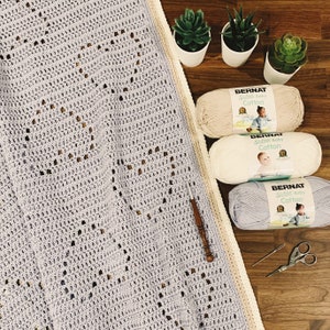 Crochet Baby Blanket Pattern Easy Baby Blanket Crochet Pattern Filet Crochet Blanket Crochet Heart Pattern Heart Baby Blanket image 2