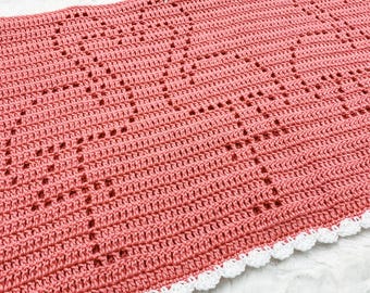 Flamingo Crochet Blanket Pattern | Filet Crochet Blanket Pattern | Crochet Flamingo Afghan | Easy Crochet Baby Blanket for Beginners