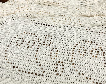 Ghost Blanket Crochet Pattern | Filet Crochet Baby Blanket Pattern | Filet Crochet Ghost | Halloween Crochet Blanket Pattern | Hugo Blanket