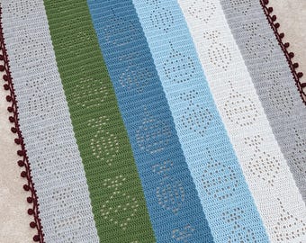Filet Crochet Christmas Ornament Blanket Pattern (PDF Download)