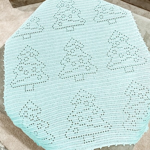 Cypress Blanket | Filet Crochet Blanket Pattern | Baby Blanket Crochet Pattern | Filet Blanket | Filet Crochet Pattern | Christmas Trees