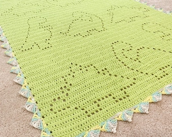 Crochet Baby Blanket Pattern | Beginner Crochet Pattern | Dinosaur Baby Blanket | Crochet Animal Pattern | Crochet Afghan Patterns