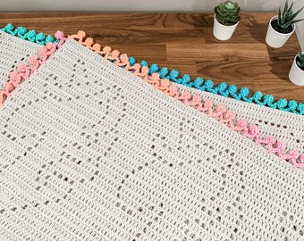 Celestia Blanket | Filet Crochet Blanket Pattern | Baby Blanket Crochet Pattern | Filet Blanket | Filet Crochet Pattern | Unicorn | Girl
