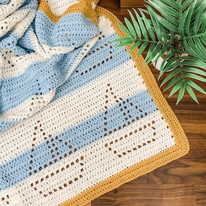 Crew Blanket | Filet Crochet Blanket Pattern | Baby Blanket Crochet Pattern | Filet Blanket | Filet Crochet Pattern | Sailboats | Sailor