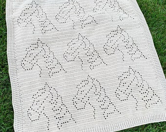 Patrón de manta de caballo a crochet / Manta de bebé a crochet con filete de caballo / Patrón de manta de animal a crochet con filete / Manta de crochet con animal de granja