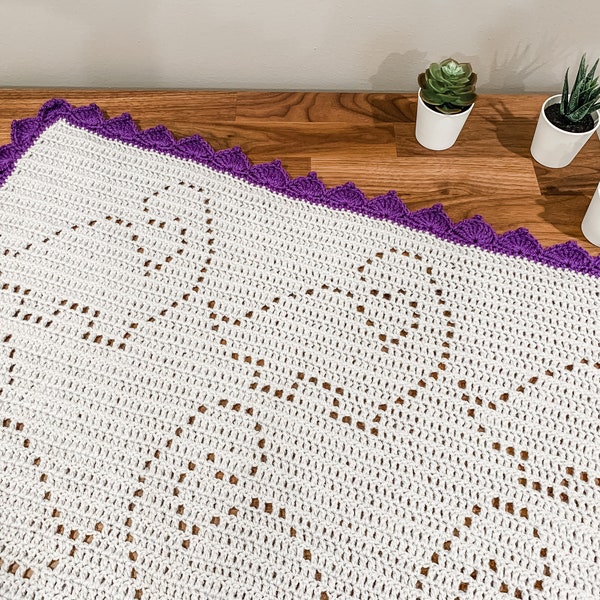 Littlefoot Blanket | Filet Crochet Blanket Pattern | Baby Blanket Crochet Pattern | Filet Blanket | Filet Crochet Pattern | Dinosaurs