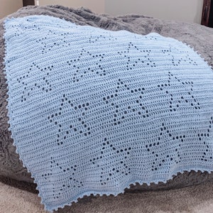 Estelle Blanket Filet Crochet Blanket Pattern Baby Blanket Crochet Pattern Filet Blanket Filet Crochet Pattern Star Newborn Gift image 4