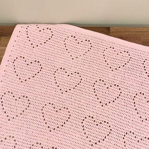 Esme Blanket | Filet Crochet Blanket Pattern | Baby Blanket Crochet Pattern | Filet Blanket | Filet Crochet Pattern | Hearts | Newborn Gift