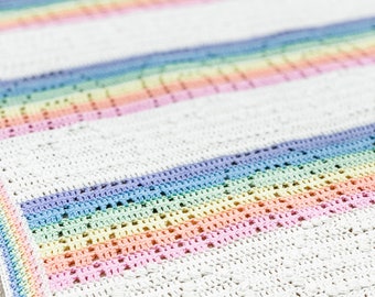 Iris Blanket | Filet Crochet Blanket Pattern | Baby Blanket Crochet Pattern | Filet Blanket | Filet Crochet Pattern | Rainbows & Clouds