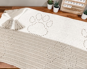 Dakota Blanket | Filet Crochet Blanket Pattern | Baby Blanket Crochet Pattern | Filet Blanket | Filet Crochet Pattern | Paw Prints | Animals