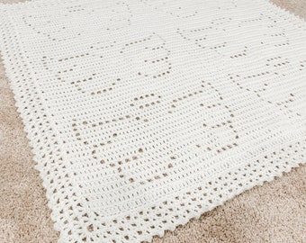 Angel Blanket | Filet Crochet Blanket Pattern | Baby Blanket Crochet Pattern | Filet Blanket | Filet Crochet Pattern | Angel Wings | Gift