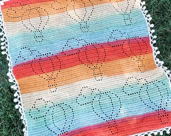 Aria Blanket | Filet Crochet Blanket Pattern | Baby Blanket Crochet Pattern | Filet Blanket | Filet Crochet Pattern | Hot Air Balloons