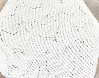 Filet Crochet Animal Pattern | Crochet Animal Blanket | Crochet Filet Blanket Pattern | Crochet Chicken Pattern | Easy Crochet Pattern