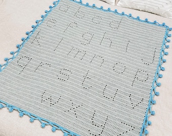 Alphabet Crochet Pattern | ABC Blanket | Filet Crochet Blanket Pattern | Alphabet Blanket Crochet Pattern | Crochet Filet Blanket Pattern