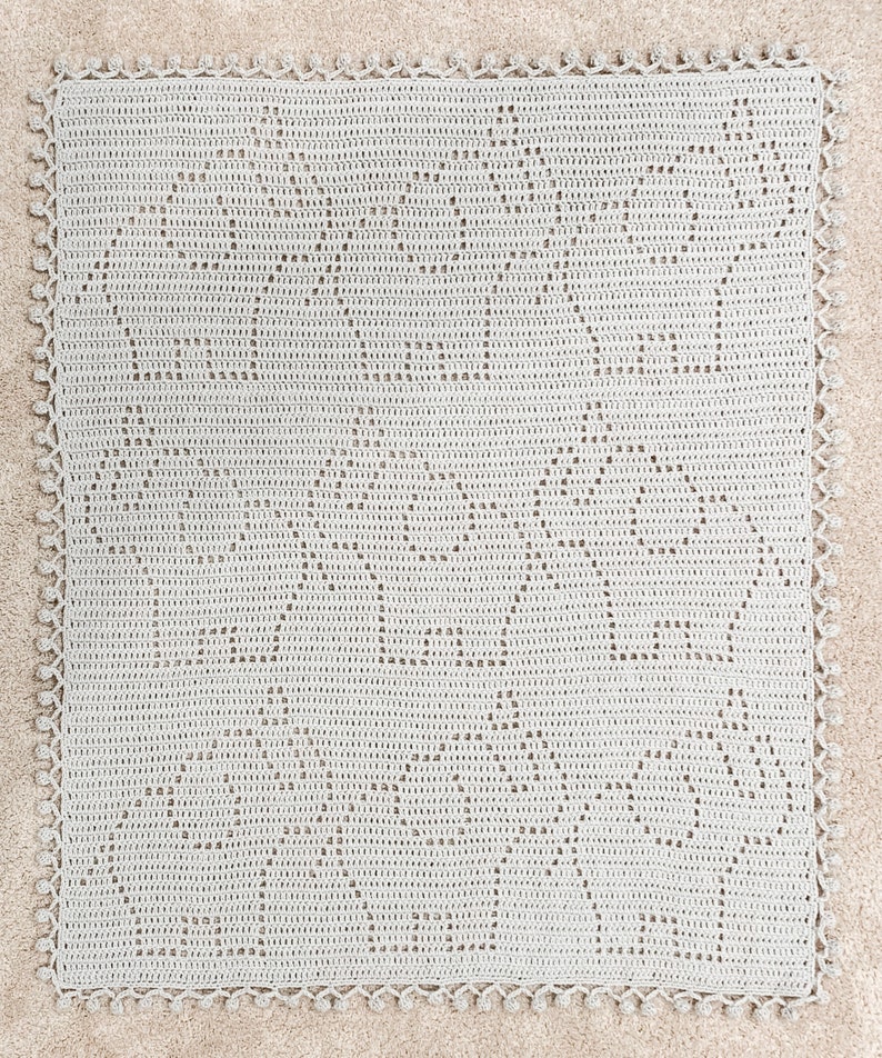 Filet Crochet Blanket Pattern Baby Blanket Crochet Pattern Filet Blanket Filet Crochet Pattern Elephant Animals Penelope Blanket image 5