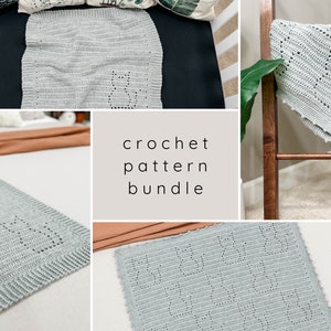 Cat Crochet Pattern BUNDLE Filet Crochet Blanket Patterns Crochet Lovey Pattern Beginner Crochet Patterns Crochet Cat Baby Blankets image 1