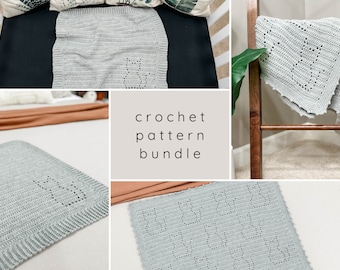 Cat Crochet Pattern BUNDLE | Filet Crochet Blanket Patterns | Crochet Lovey Pattern | Beginner Crochet Patterns | Crochet Cat Baby Blankets