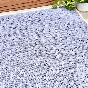 Crochet Baby Blanket Pattern | Crochet Blanket Heart Pattern | Filet Crochet Pattern for Beginner | Baby Blanket Crochet Pattern with Hearts