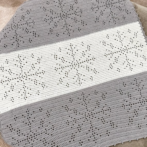 Filet Crochet Blanket Pattern | Snowflake Baby Blanket Crochet Pattern | Christmas Filet Crochet Pattern | Winter Crochet Blanket Pattern