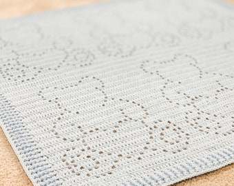 Arthur Blanket | Filet Crochet Blanket Pattern | Baby Blanket Crochet Pattern | Filet Blanket | Filet Crochet Pattern | Teddy Bears | Hearts