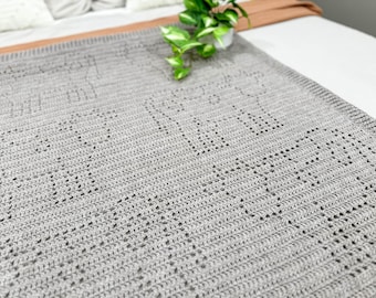 Baby Blanket Crochet Pattern | Filet Crochet Blanket Pattern | Filet Blanket | Filet Crochet Cow Pattern | Cow Crochet Pattern | Annabelle