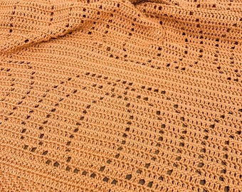 Filet Crochet Pumpkin Blanket Pattern Halloween Crochet Blanket