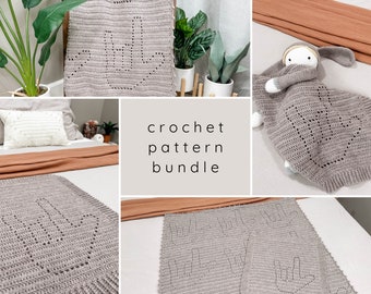 Love Hand Sign Language Crochet Pattern BUNDLE | Filet Crochet Blanket Pattern | Crochet Lovey Pattern | Beginner Crochet Pattern | ASL Gift