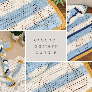 Filet Crochet Baby Blanket Pattern BUNDLE | Sailboat Baby Blanket | Nautical Baby Gift | Crochet Beach Blanket | Beginner Crochet Patterns