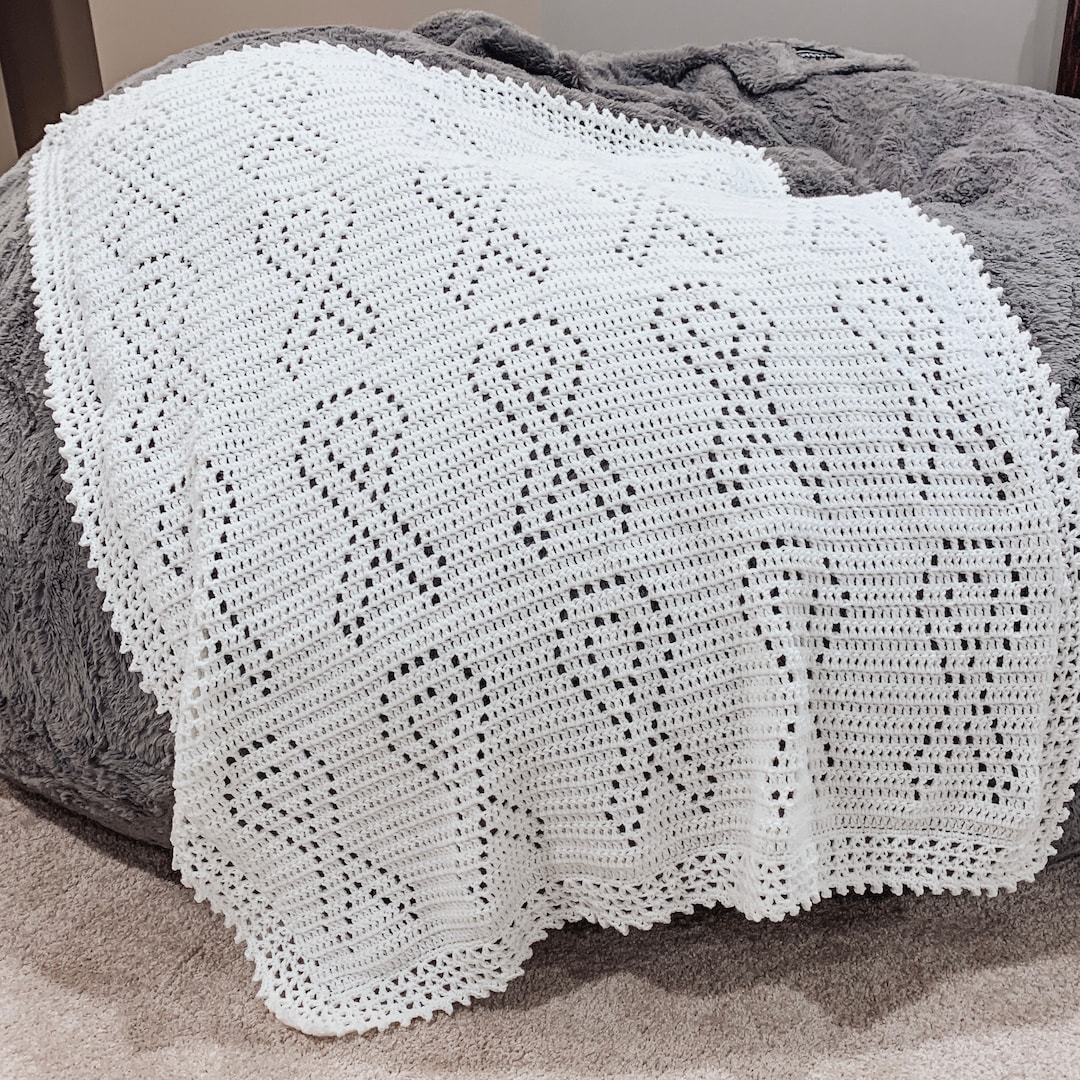 Filet Crochet Blanket Pattern Cancer Awareness Ribbon Blanket Crochet