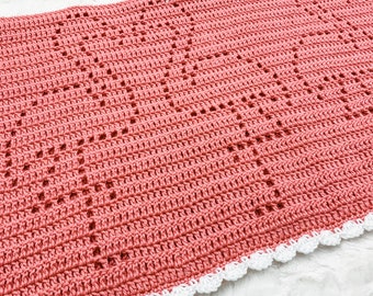 Fiona Blanket | Filet Crochet Blanket Pattern | Baby Blanket Crochet Pattern | Filet Blanket | Filet Crochet Pattern | Flamingos | Animals