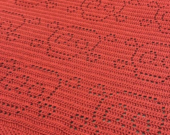Schema per teschio all'uncinetto / Schema per coperta di Halloween all'uncinetto / Coperta a teschio all'uncinetto filet / Coperta gotica all'uncinetto / Coperta autunnale all'uncinetto