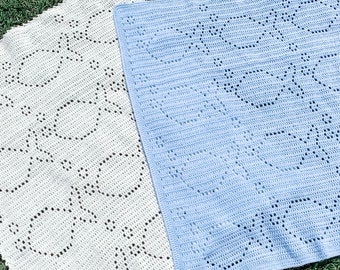 Easy Crochet Baby Blanket Pattern | Filet Crochet Blanket | Baby Blanket Crochet Pattern | Easy Crochet Pattern | Crochet Fish Pattern