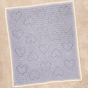 Crochet Baby Blanket Pattern Easy Baby Blanket Crochet Pattern Filet Crochet Blanket Crochet Heart Pattern Heart Baby Blanket image 3