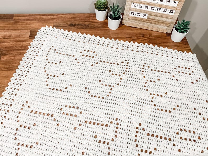 Angel Blanket | Filet Crochet Blanket Pattern | Baby Blanket Crochet Pattern | Filet Blanket | Filet Crochet Pattern | Angel Wings | Gift image 2