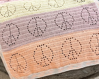 Filet Crochet Blanket Pattern | Peace Sign, Beginner Friendly (PDF Pattern)