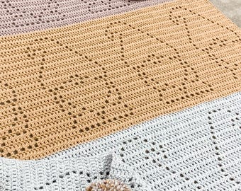Callan Blanket | Filet Crochet Blanket Pattern | Baby Blanket Crochet Pattern | Filet Blanket | Filet Crochet Pattern | Gnomes | Christmas