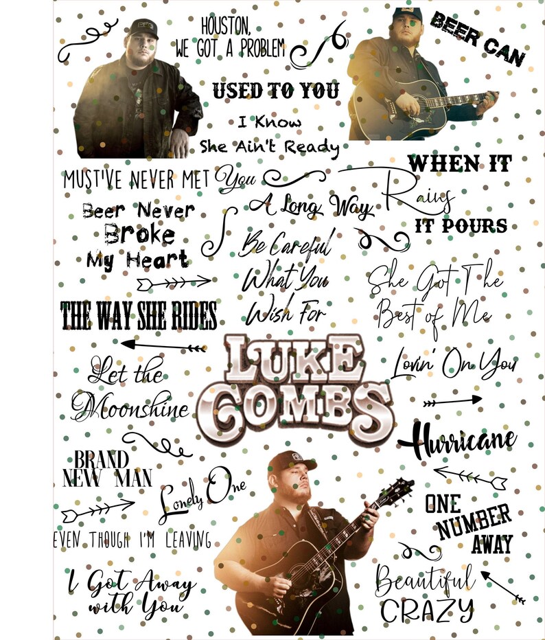 Download Digital File Instant Download Fan Sheet Sublimation Collage Luke Combs Png Waterslide Clip Art Art Collectibles