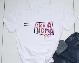 Oklahoma Floral White Unisex Short Sleeve Crewneck Tri-blend