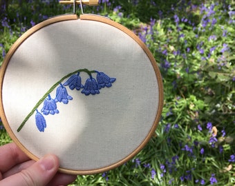 Bluebell embroidery kit, craft kit for beginners, modern needlework pattern, spring floral project, flower lovers gift, DIY hobby pack